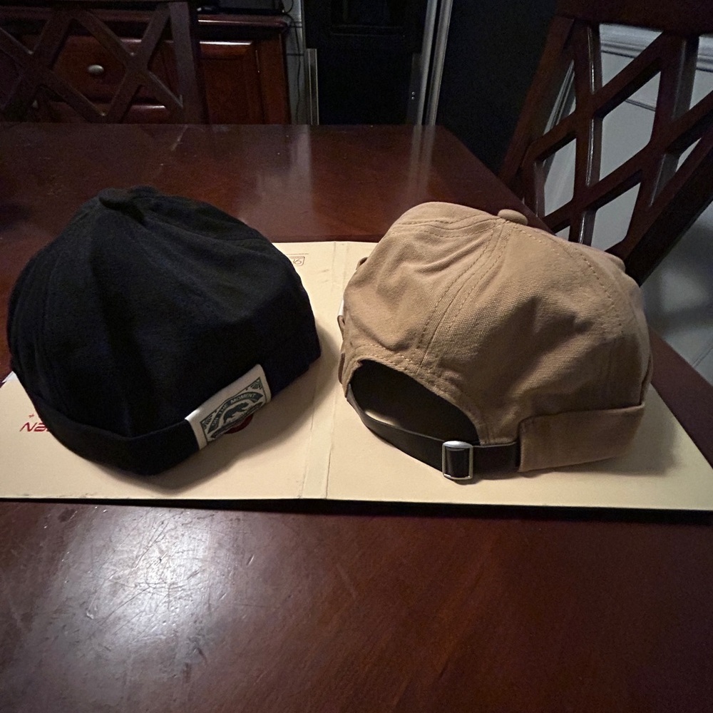 2 pieces Casual Beanie Cap Duo - Black and Khaki
